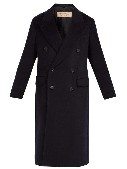 Matchesfashion.com Burberry - Double Breasted Cashmere Overcoat - Mens - Navy