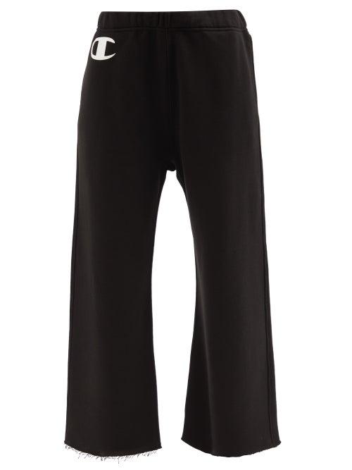 Nili Lotan X Champion - Logo-print Cotton-jersey Wide-leg Track Pants - Womens - Black
