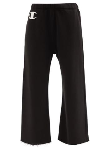 Nili Lotan X Champion - Logo-print Cotton-jersey Wide-leg Track Pants - Womens - Black