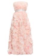Matchesfashion.com Dolce & Gabbana - Crystal-embellished Feather-trimmed Silk Gown - Womens - Light Pink