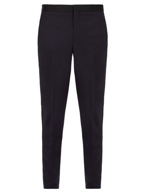Matchesfashion.com Neil Barrett - Side Stripe Slim Leg Tuxedo Trousers - Mens - Navy