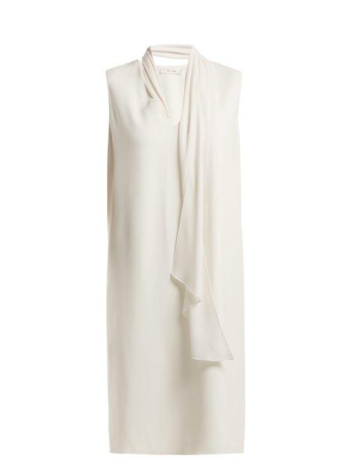 Matchesfashion.com The Row - Flynn Neck Tie Cady Dress - Womens - Ivory