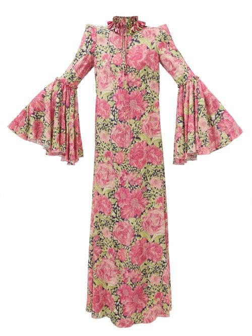 The Vampire's Wife - The Lunar Floral-print Crepe Maxi Dress - Womens - Pink