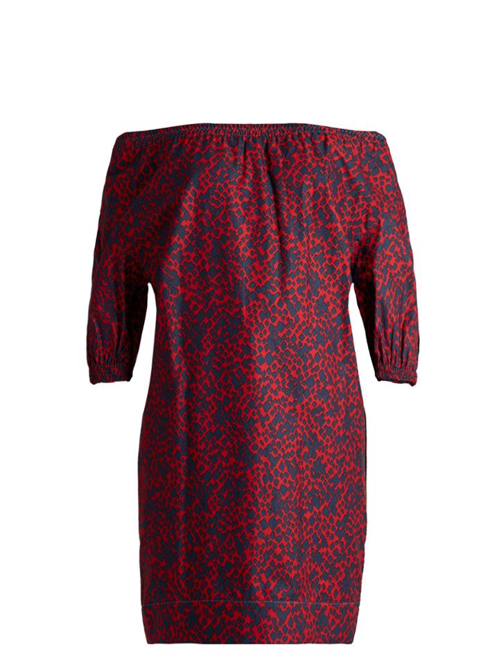 Sonia Rykiel Off-the-shoulder Square-print Cotton Top