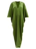 Matchesfashion.com Thea - The Teodora V-neck Silk Maxi Kaftan Dress - Womens - Green