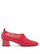 Matchesfashion.com Gray Matters - Micol Block Heel Leather Pumps - Womens - Red