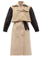 Matchesfashion.com Preen By Thornton Bregazzi - Doi Layered Cotton-twill Trench Coat - Womens - Black Beige