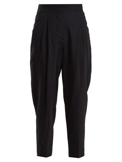 Matchesfashion.com Summa - Pleat Detail Wool Blend Cropped Trousers - Womens - Navy