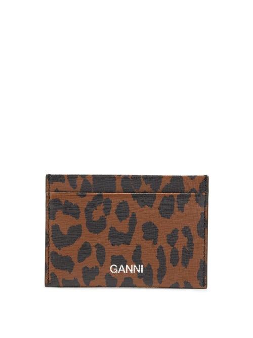 Matchesfashion.com Ganni - Logo And Leopard-print Leather Cardholder - Womens - Leopard