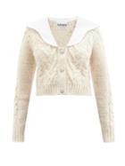 Ganni - Chelsea-collar Cabled Cardigan - Womens - Cream