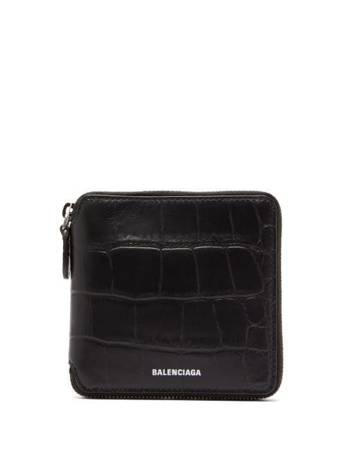 Matchesfashion.com Balenciaga - Zip Around Crocodile Effect Leather Wallet - Mens - Black