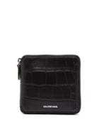Matchesfashion.com Balenciaga - Zip Around Crocodile Effect Leather Wallet - Mens - Black