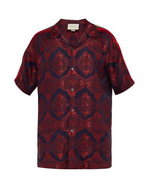 Matchesfashion.com Gucci - Baroque Jacquard Bowling Shirt - Mens - Red Multi