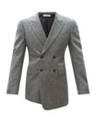 Alexander Mcqueen - Asymmetric Prince-of-wales Check Flannel Blazer - Mens - Grey