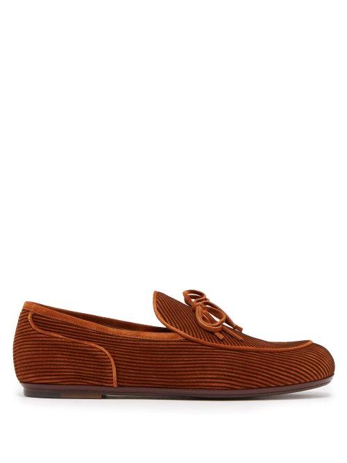 Matchesfashion.com Bottega Veneta - Trinity Striped Suede Loafers - Mens - Dark Brown