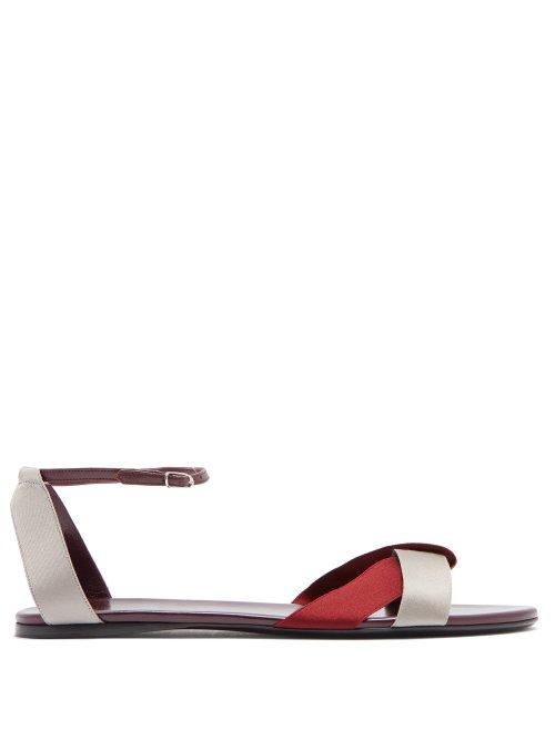 Matchesfashion.com The Row - Leather Ribbon Crossover Sandals - Womens - Grey Multi