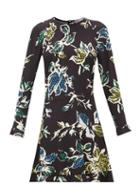 Matchesfashion.com Redvalentino - Keyhole-nape Floral-print Crepe Dress - Womens - Black Multi