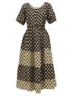 Matchesfashion.com Ace & Jig - Noah Tiered Cotton-jacquard Midi Dress - Womens - Black Multi