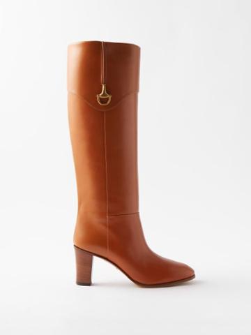 Gucci - Horsebit 75 Leather Knee-high Boots - Womens - Tan