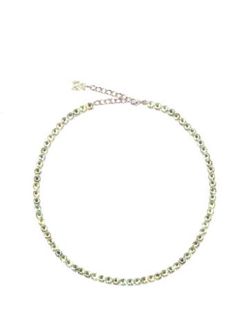 Amina Muaddi - Tennis Crystal-embellished Necklace - Womens - Green
