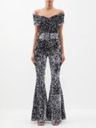 Richard Quinn - Sequinned Halterneck Jumpsuit - Womens - Silver