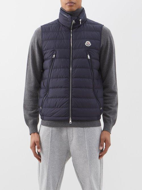 Moncler - Albyt Quilted-down Gilet - Mens - Dark Blue