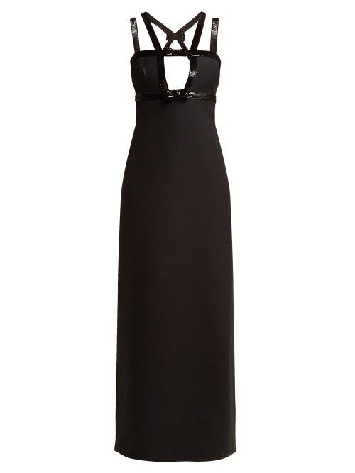 Matchesfashion.com Miu Miu - Tricotine Wool And Silk Blend Gown - Womens - Black