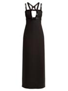 Matchesfashion.com Miu Miu - Tricotine Wool And Silk Blend Gown - Womens - Black