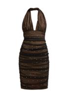 Matchesfashion.com Norma Kamali - Rhinestone Embellished Halterneck Dress - Womens - Black