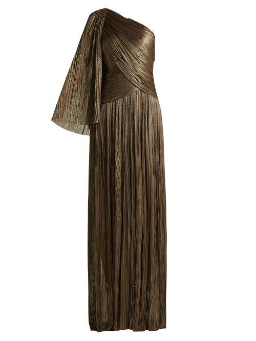 Matchesfashion.com Maria Lucia Hohan - Aquila One Shoulder Pleated Dress - Womens - Dark Grey