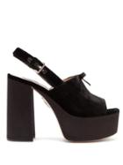 Matchesfashion.com Miu Miu - Peep Toe Velvet Platform Sandals - Womens - Black