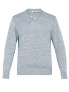 Matchesfashion.com Inis Mein - Hurler Melange Linen Sweater - Mens - Blue