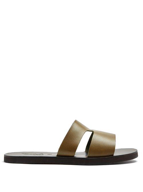 Matchesfashion.com Ancient Greek Sandals - Apteros Leather Slides - Mens - Khaki