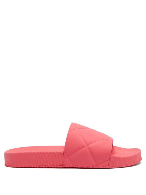 Matchesfashion.com Bottega Veneta - Intrecciato-debossed Rubber Slides - Womens - Fuchsia
