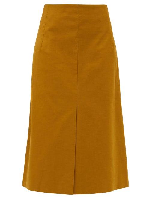Matchesfashion.com Sea - Marianne Front-slit Cotton Midi Skirt - Womens - Green