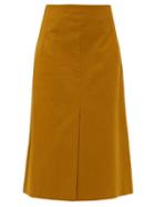Matchesfashion.com Sea - Marianne Front-slit Cotton Midi Skirt - Womens - Green