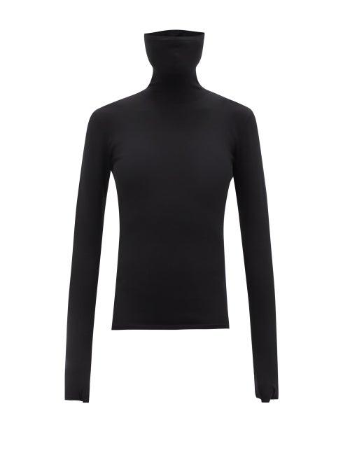 Matchesfashion.com Balenciaga - Face-covered Jersey Roll-neck Top - Womens - Black