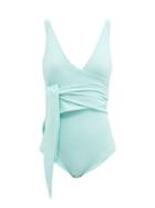 Ladies Beachwear Lisa Marie Fernandez - Louisa V-neck Crepe-jersey Swimsuit - Womens - Green