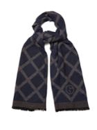 Giorgio Armani Crosshatch-print Wool And Silk-blend Scarf
