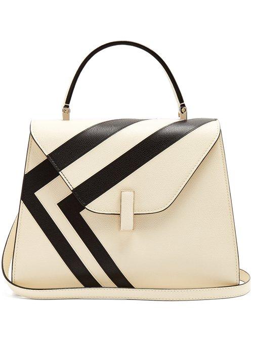 Matchesfashion.com Valextra - Iside Medium Striped Grained Leather Bag - Womens - White Black