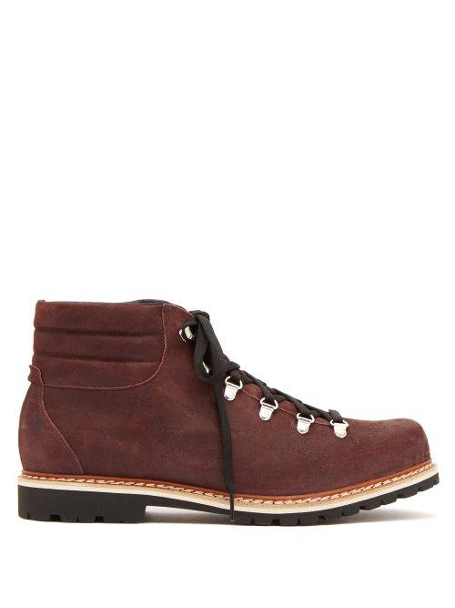 Matchesfashion.com Montelliana - Alberto Lace Up Nubuck Boots - Mens - Burgundy
