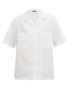Matchesfashion.com Barena Venezia - Cuban-collar Basketweave-cotton Shirt - Mens - White