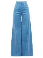 Matchesfashion.com Bella Freud - Bianca Cotton Corduroy Wide Leg Trousers - Womens - Blue