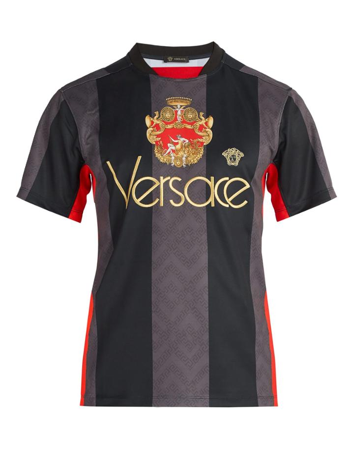 Versace Logo-embroidered Jersey T-shirt