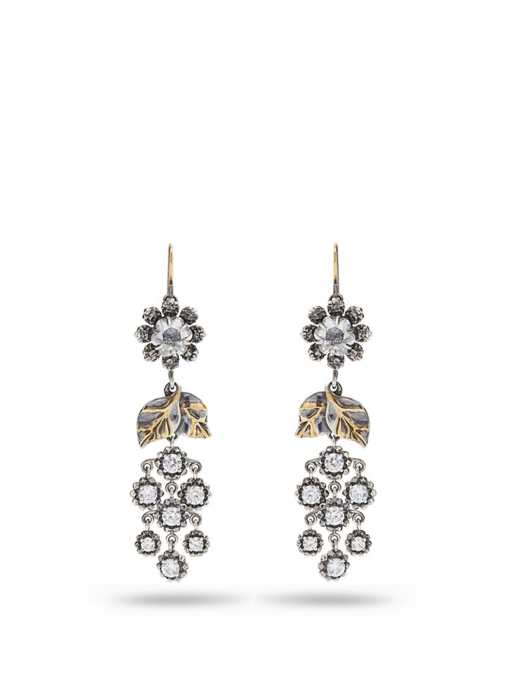 Bottega Veneta Cubic-zirconia And Oxidised-silver Earrings