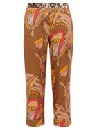 Matchesfashion.com La Prestic Ouiston - Miami Floral Print Silk Satin Trousers - Womens - Brown Multi