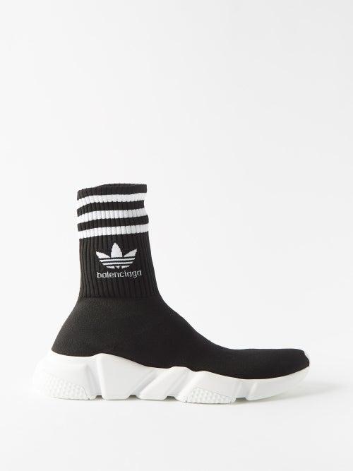 Balenciaga - X Adidas Speed Lite Recycled-knit Trainers - Womens - Black White