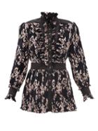 Matchesfashion.com Paco Rabanne - Floral-print Pliss-satin Blouse - Womens - Black Multi