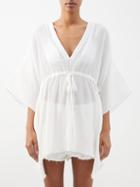 Raey - Drawstring Cotton Cheesecloth Top - Womens - White