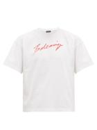 Matchesfashion.com Balenciaga - Logo Print Cotton T Shirt - Mens - White Multi